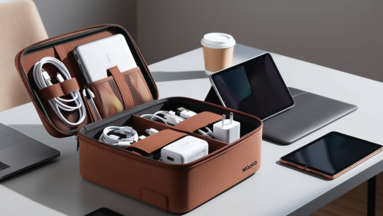 Mosiso Electronic Organizer Travel Case Brown